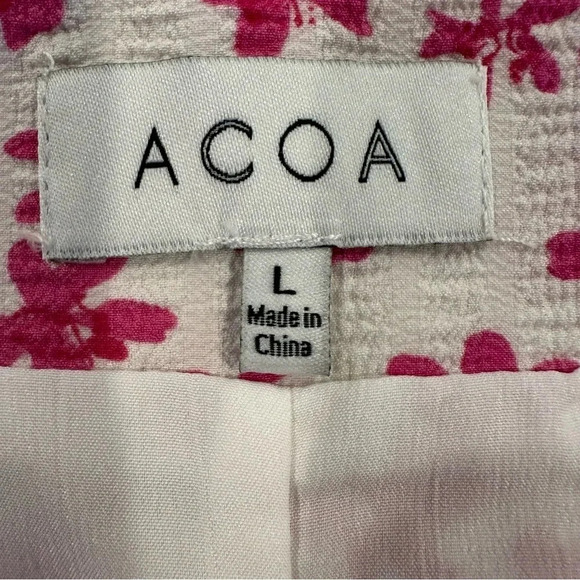 ACOA Ditzy Floral Pink & White Tiered Ruffle Mini Skirt Size Large - Picture 7 of 9